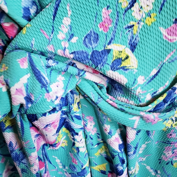 CR Pastel Floral Faux Wrap Skater A-line Dress - Picture 4 of 6